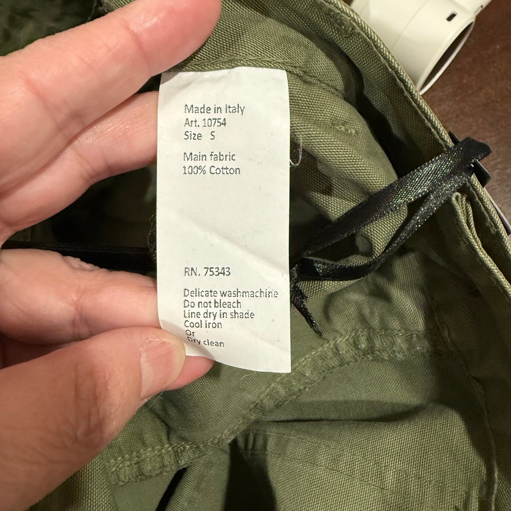 Cristina Lei Green Wide Leg Utility Pants Made in Italy Cotton 10754 Womens S - Picture 6 of 7